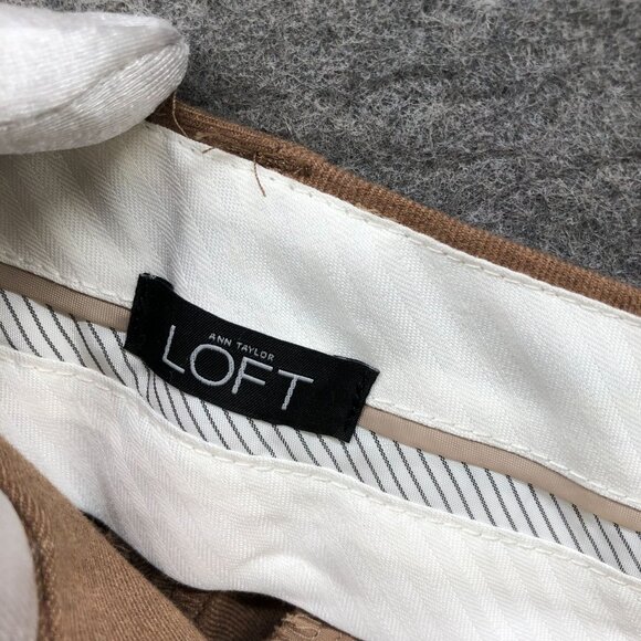 Loft Julie Trouser Dress Pants Womens 8 Tan Camel Wide Leg Twill Fall Winter - Picture 8 of 10